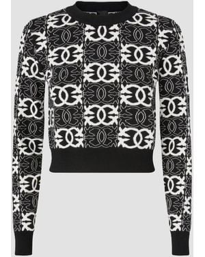 Pinko Mesh Cropped Love Birds - Black