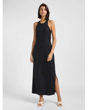 Lee Jeans Frauenkleidung 112365105 Rib Tankkleid Schwarz - Weiß