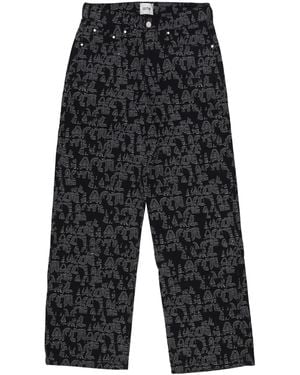 Arte' Long Pants Allover Logo Pant - Gray