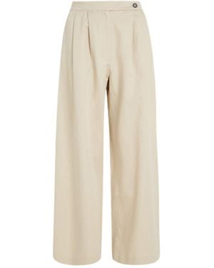 Tommy Hilfiger Pants Wide Leg Co Blend Pant - Natural