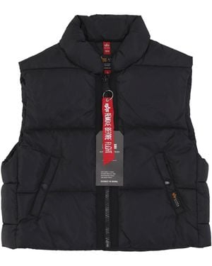Alpha Industries Puffer Vest Cropped Sleeveless Down Jacket - Black
