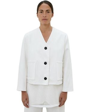 MEIMEIJ Veste Pour Femmes Boutons Noirs - Blanc