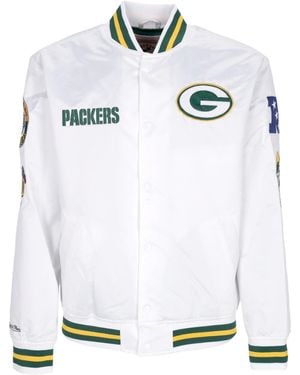 Mitchell &amp; Ness Bomber Jacket Nfl Hometown Lw Satin Jacket Grepac - White