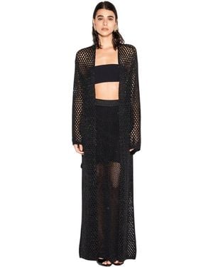 Akep Cardigan Vrouw Punt Netto Luxe - Zwart
