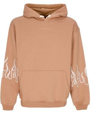 Vision Of Super Sudadera Ligera Con Capucha Para Hombre Con Capucha Y Bordado De Llamas Terracota - Neutro