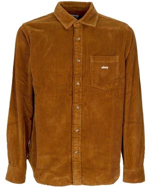 Obey Miles Long Sleeve Shirt L/S Woven - Brown