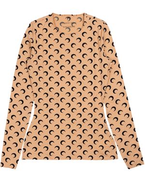 Marine Serre Reciclado Moon Jersey Crewneck En Tan - Neutro