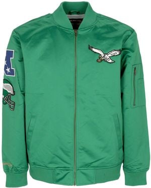 Mitchell & Ness Bomber Jacket Nfl Lightweight Satin Bomber Phieag - Green