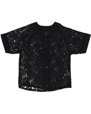 DISCLAIMER Short Sleeve W Lace Shirt - Black