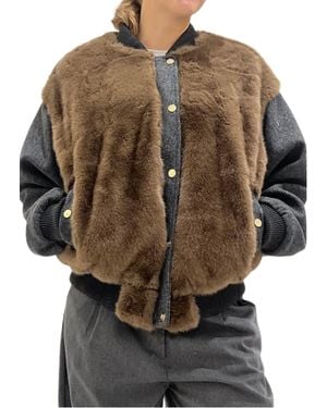 Souvenir Clubbing Bomber Frau Pelzfelle - Braun