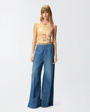 Pinko Beach Pants Light Denim Ss26 - Blue