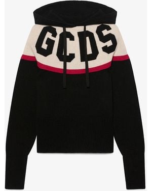 Gcds Sudadera Logo De Punto Capucha - Negro