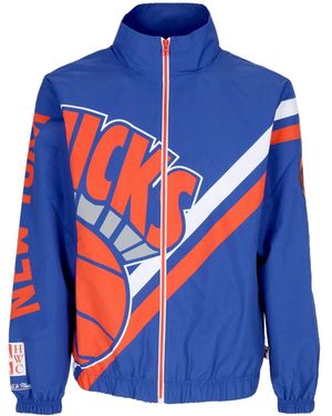 Mitchell & Ness Windbreaker Nba Exploded Logo Warm Up Jacket Hardwood Classics Neykni - Blue