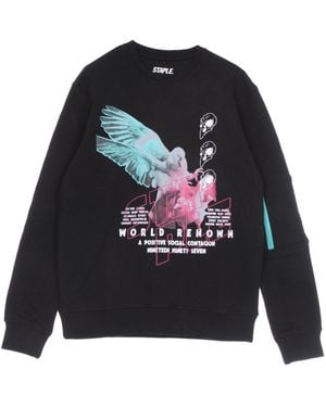 Staple Herren-Sweatshirt ÂStacked Photoâ Mit Rundhalsausschnitt - Schwarz