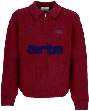 Arte' Sweater Logo Polo - Red