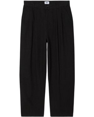Obey Foster Pleated Linen Pants Sartorial Linen Pants Wide Leg - Black