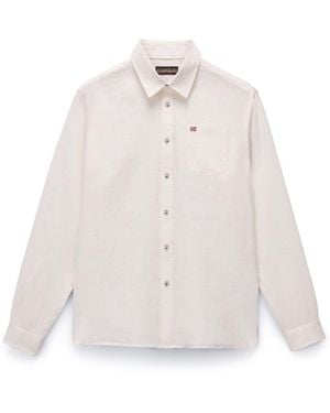 Napapijri Camisas Hombre G-Linen Ls Np0A4Hq2 N1A1 Blanco Susurro