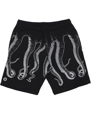 Octopus Outline Sweatshorts Tracksuit Shorts - Black