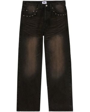 Obey Jeans Jeans Studded Boxcar Straight Leg Denim - Black