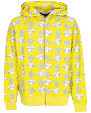 BBCICECREAM Hoodie Zip Diamantes &Amp;Amp; Dolares Zip-Through Hooded Amarillo