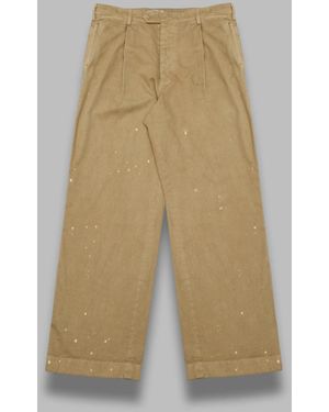 AURALEE Kleding-Geverfde Vinx Lichte Chino One-Tuck Brede Broek - Naturel