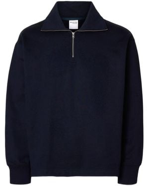 SELECTED Phenol Relax Aron Est Demi-Sweat Zip - Bleu