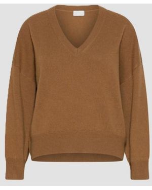 Marella Knit With V Collar Cashmere Camel - Natural