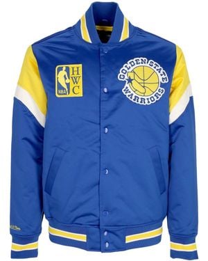 Mitchell & Ness Bomber Jacket Nba Heavyweight Satin Jacket Golwar - Blue