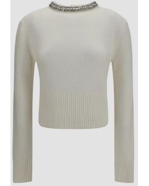 Pinko Sudadera Con Piedras Preciosas Mujer Blanca - Blanco
