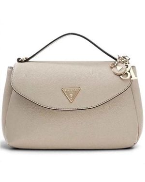 Guess Evie Top Handle Flap Light Taupe En Material Sintetico Con Logotipo 4G Y Encanto - Neutro