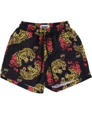 Doomsday Endless Fight Boardshorts Herren Badeshorts Schwarz Alloverprint - Rot