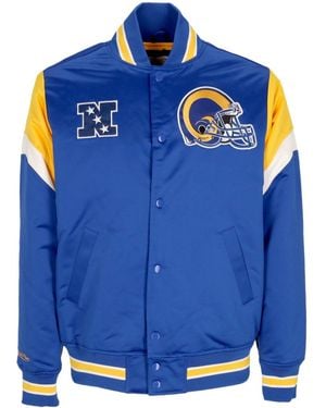 Mitchell &amp; Ness Bomberjack Voor Nfl Zwaargewicht Satijnen Jack Losram Originele Teamkleuren - Blauw