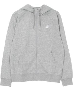 Nike Lightweight Hooded Sweatshirt With Zip Sportswear Club Hoodie Full Zip French Terry Dk Heather/Matte - Gray