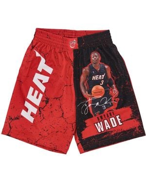 Mitchell &amp; Ness Basketball Shorts Nba Burst Mesh Short No 3 Dwyane Wade Miahea - Red