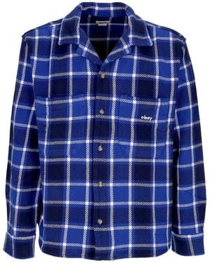 Obey Bigwig Long Sleeve Shirt Plaid Woven/S - Blue