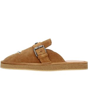 HAANI Suede Leather Mules - Brown
