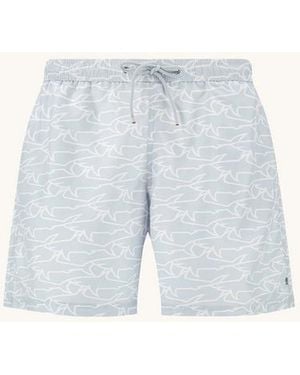 Paul & Shark Portofino Swimsuit With Iconic Print Sharks Waves - Blue