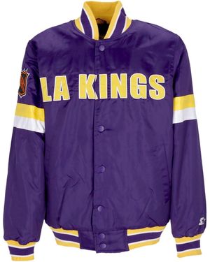 Starter Chaqueta Bomber Para Hombre Nhl Vintage Diveplay Satin Varsity Jacket Loskin - Morado