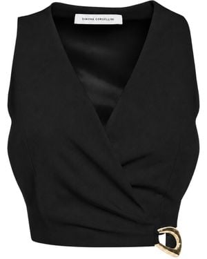 SIMONA CORSELLINI Top Top Cropped With Buckle - Black