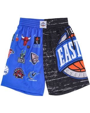 Mitchell &amp; Ness Pantalones Cortos De Baloncesto Para Hombre Nba Jumbotron 3.0 Shorts Hardwood Classics Team East Multi/Blanco - Azul