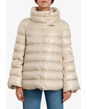 Fay Down Cape Raglan Giubbotto Piumino Donna Grigio Con Gancio - Natural