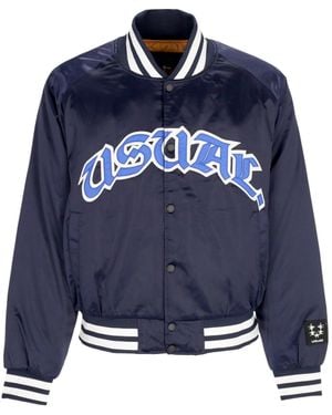 USUAL Stadium Jacket Bomber Jacket - Blue
