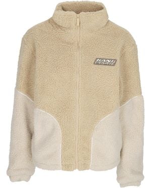 Karlkani Bear W Sport Patch Teddy Block Track Jacket - Natural