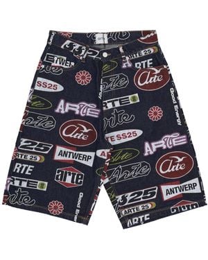 Arte' Jeans Allover Imprimer Short - Bleu