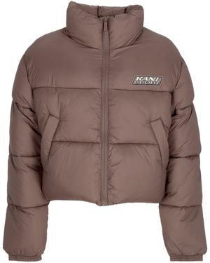 Karlkani Short Down Jacket W Sport Patch Crop Puffer Jacket - Brown