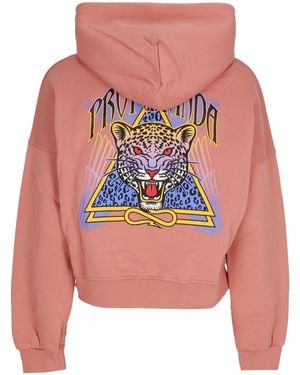 Propaganda Short Hoodie W Triangle Jaguar Croptop Hoodie - Pink