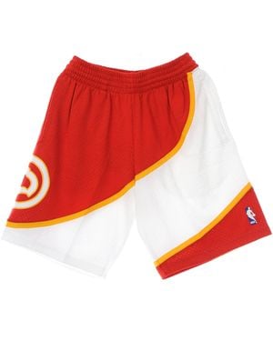 Mitchell &amp; Ness Basketball Shorts Nba Swingman Shorts Hardwood Classics 1986 Atlhaw - Red