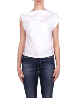 Alpha Studio Knit Ad6430C 2000 Asymmetrical Neck C\Coulisse - White
