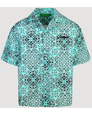 GARMENT WORKSHOP Paisley Bandana Short Sleeves Shirt - Blue