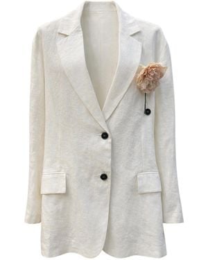 PDR Blazer With Flower - White